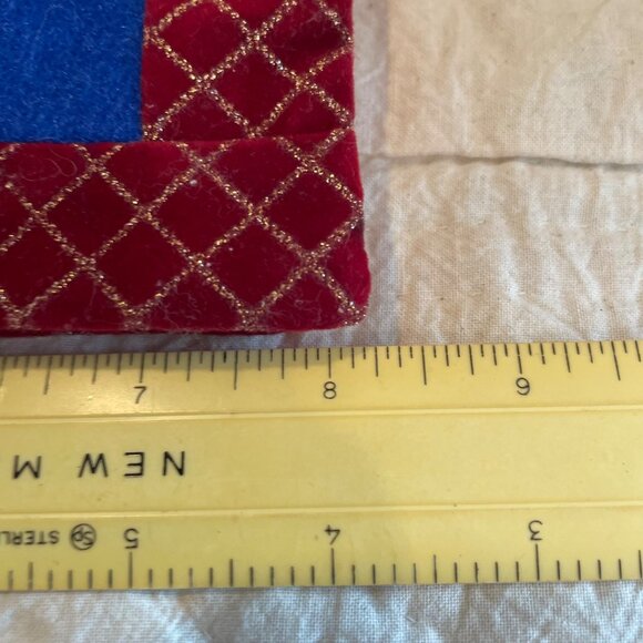 Vintage Red & Blue Christmas Pot Holders With Sequin Boot Design Quilted Set Of - Picture 9 of 9